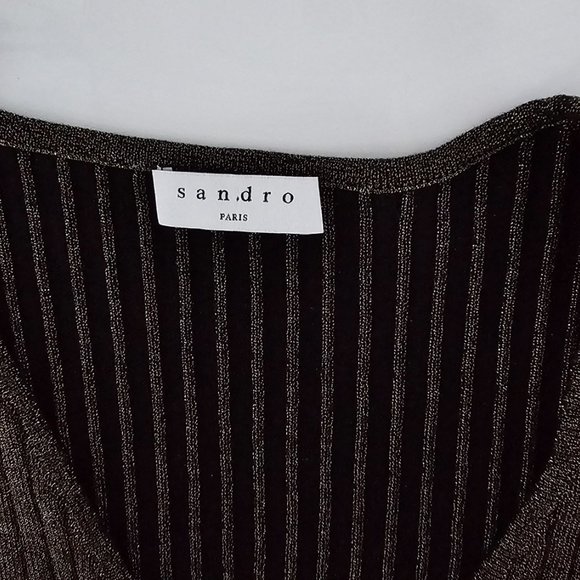 SANDRO Paris Aure Metallic Long Lurex Knit Dress! - Picture 16 of 16